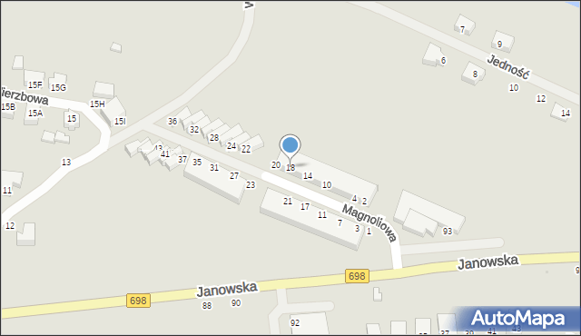 Siedlce, Magnoliowa, 18, mapa Siedlce