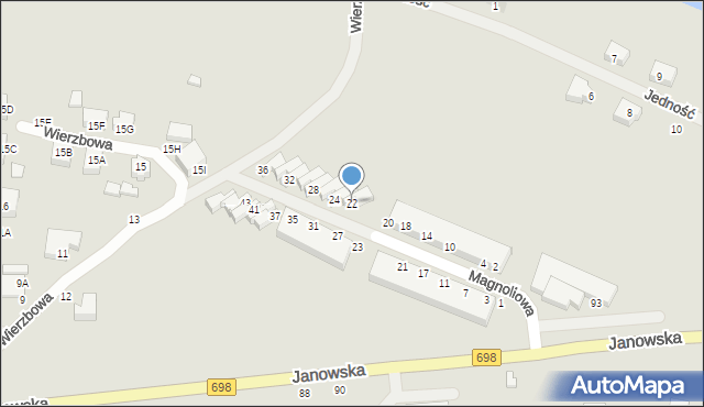 Siedlce, Magnoliowa, 22, mapa Siedlce