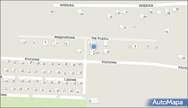 Skoczów, Magnoliowa, 2, mapa Skoczów