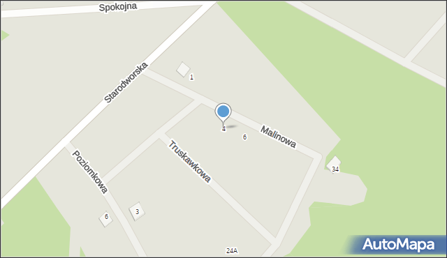 Skwierzyna, Malinowa, 4, mapa Skwierzyna