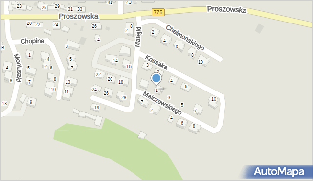 Słomniki, Malczewskiego Jacka, 1, mapa Słomniki