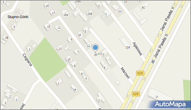 Słupno, Magnacka, 10, mapa Słupno