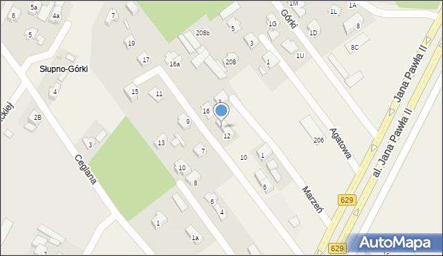 Słupno, Magnacka, 14, mapa Słupno