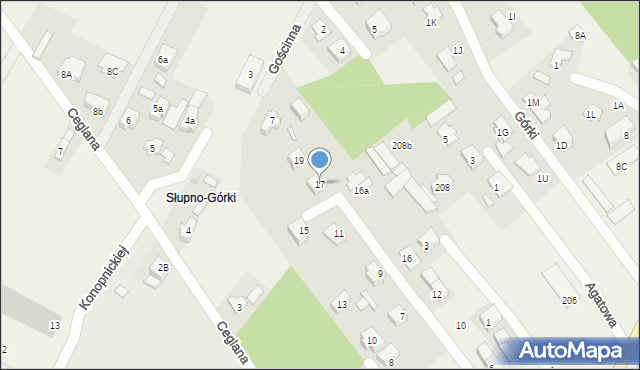 Słupno, Magnacka, 17, mapa Słupno