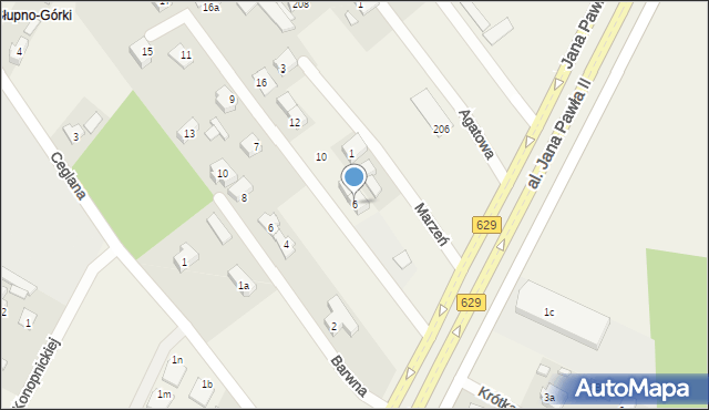 Słupno, Magnacka, 6, mapa Słupno