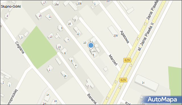 Słupno, Magnacka, 8, mapa Słupno