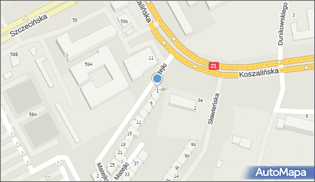 Słupsk, Matejki Jana, 1, mapa Słupska