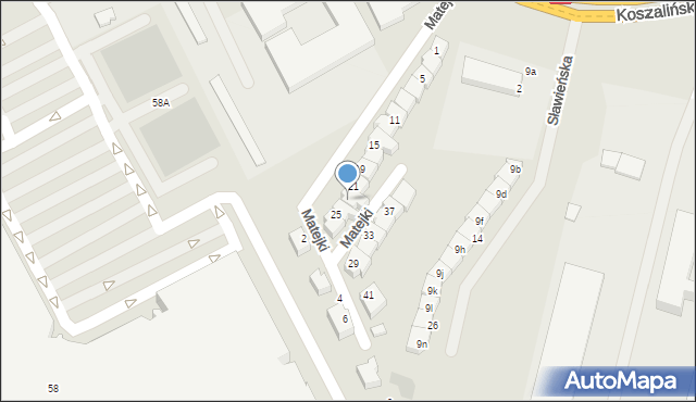 Słupsk, Matejki Jana, 23, mapa Słupska