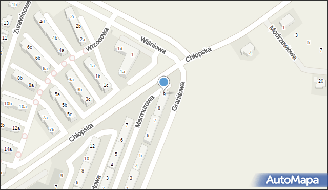 Smolec, Marmurowa, 9, mapa Smolec