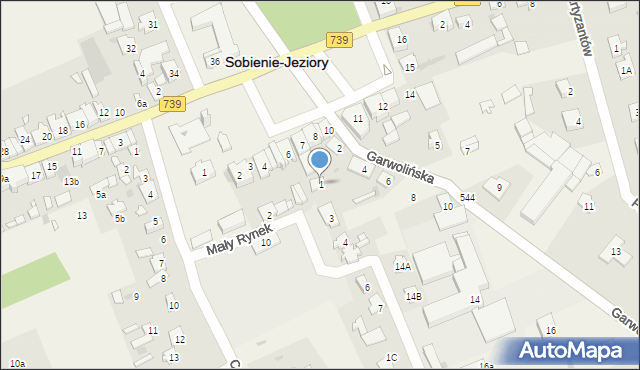 Sobienie-Jeziory, Mały Rynek, 1, mapa Sobienie-Jeziory