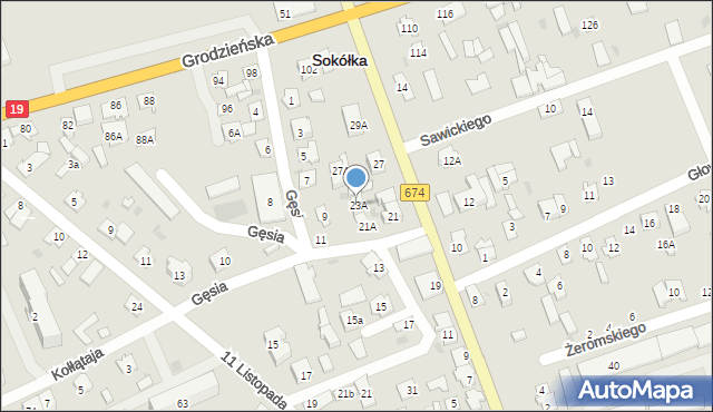 Sokółka, Mariańska, 23A, mapa Sokółka
