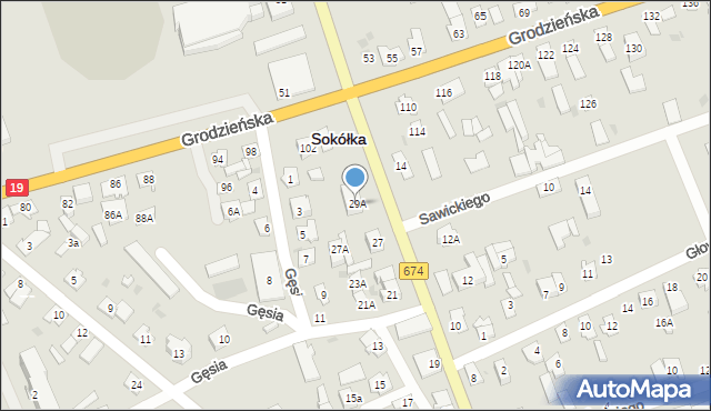 Sokółka, Mariańska, 29A, mapa Sokółka