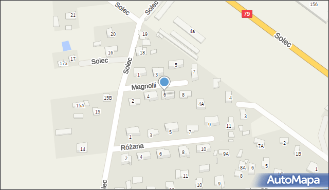 Solec, Magnolii, 6, mapa Solec