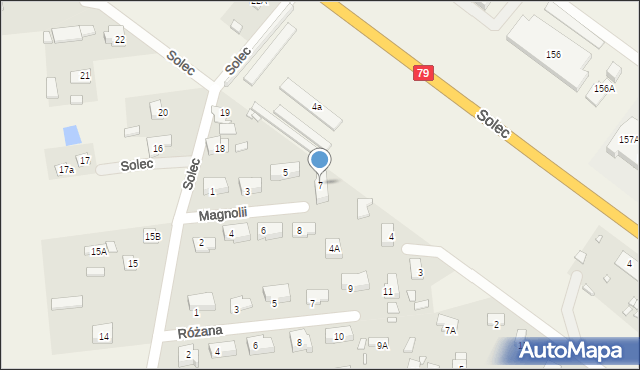 Solec, Magnolii, 7, mapa Solec
