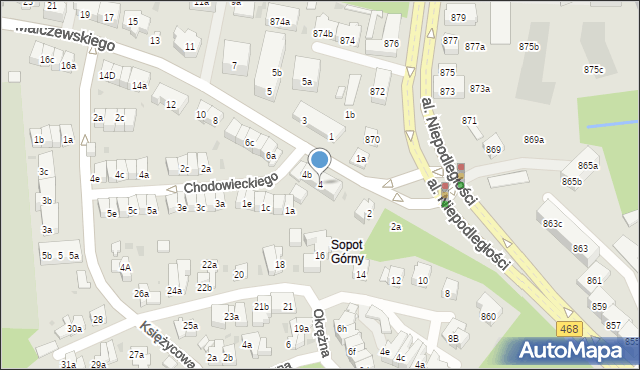 Sopot, Malczewskiego Jacka, 4, mapa Sopotu