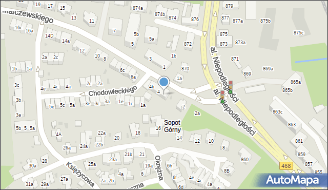 Sopot, Malczewskiego Jacka, 4a, mapa Sopotu