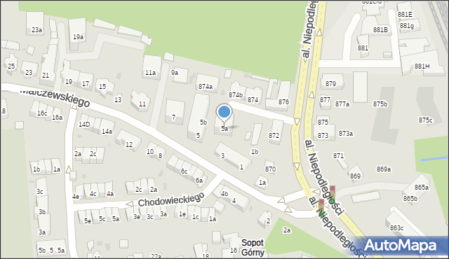 Sopot, Malczewskiego Jacka, 5a, mapa Sopotu