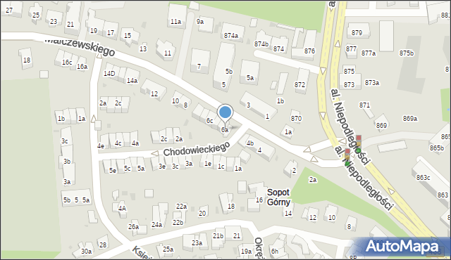 Sopot, Malczewskiego Jacka, 6a, mapa Sopotu