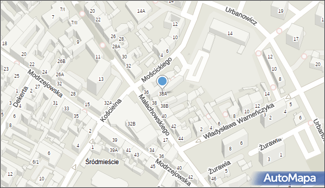 Sosnowiec, Małachowskiego Stanisława, 38A, mapa Sosnowca