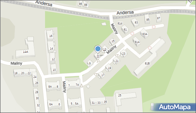 Sosnowiec, Maliny Mariana, 11, mapa Sosnowca