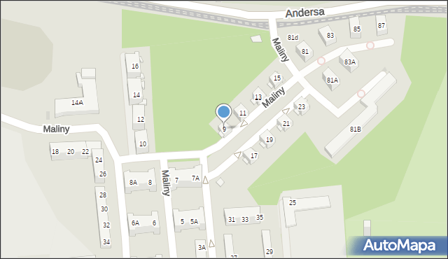 Sosnowiec, Maliny Mariana, 9, mapa Sosnowca