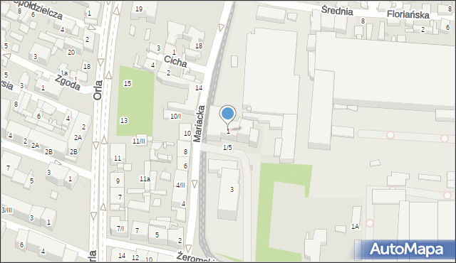 Sosnowiec, Mariacka, 1, mapa Sosnowca