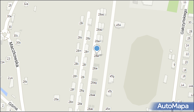 Sosnowiec, Maczkowska, 28al, mapa Sosnowca