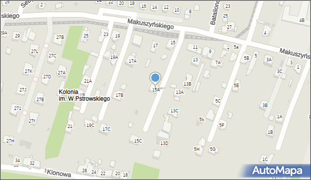 Sosnowiec, Makuszyńskiego Kornela, 15A, mapa Sosnowca