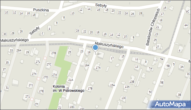 Sosnowiec, Makuszyńskiego Kornela, 17d, mapa Sosnowca