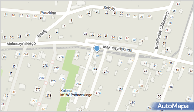 Sosnowiec, Makuszyńskiego Kornela, 19, mapa Sosnowca