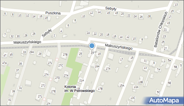 Sosnowiec, Makuszyńskiego Kornela, 23, mapa Sosnowca