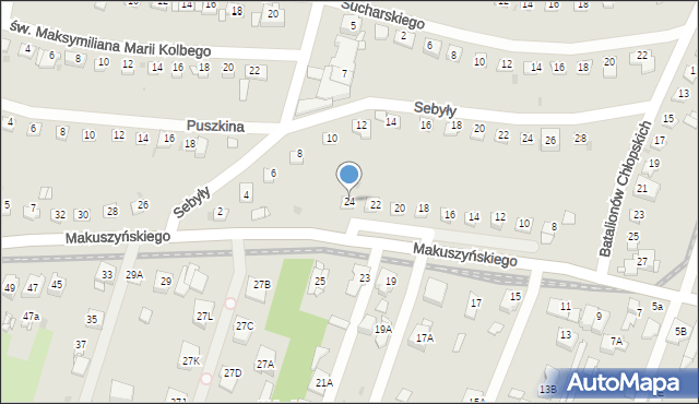 Sosnowiec, Makuszyńskiego Kornela, 24, mapa Sosnowca