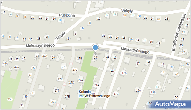 Sosnowiec, Makuszyńskiego Kornela, 27, mapa Sosnowca