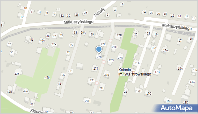 Sosnowiec, Makuszyńskiego Kornela, 27K, mapa Sosnowca