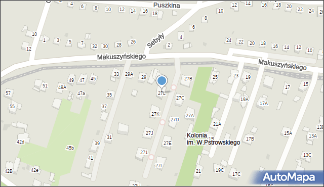 Sosnowiec, Makuszyńskiego Kornela, 27L, mapa Sosnowca