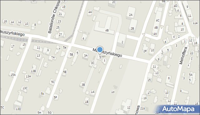 Sosnowiec, Makuszyńskiego Kornela, 3, mapa Sosnowca