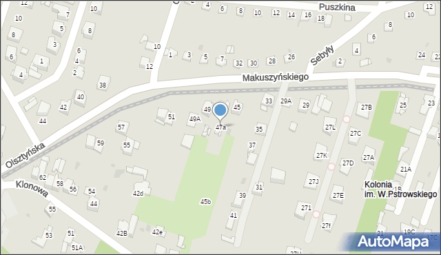 Sosnowiec, Makuszyńskiego Kornela, 47a, mapa Sosnowca