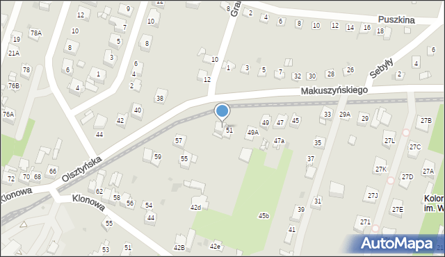 Sosnowiec, Makuszyńskiego Kornela, 53, mapa Sosnowca