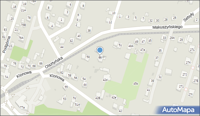 Sosnowiec, Makuszyńskiego Kornela, 55, mapa Sosnowca