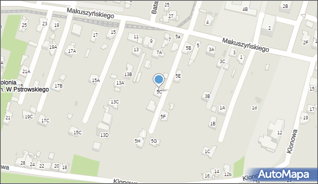 Sosnowiec, Makuszyńskiego Kornela, 5C, mapa Sosnowca