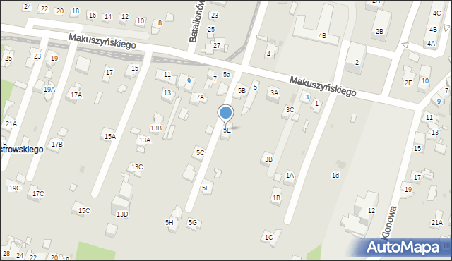 Sosnowiec, Makuszyńskiego Kornela, 5E, mapa Sosnowca
