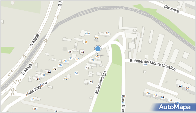 Sosnowiec, Małe Zagórze, 61, mapa Sosnowca