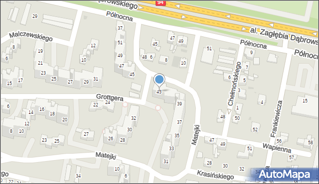 Sosnowiec, Matejki Jana, 43, mapa Sosnowca