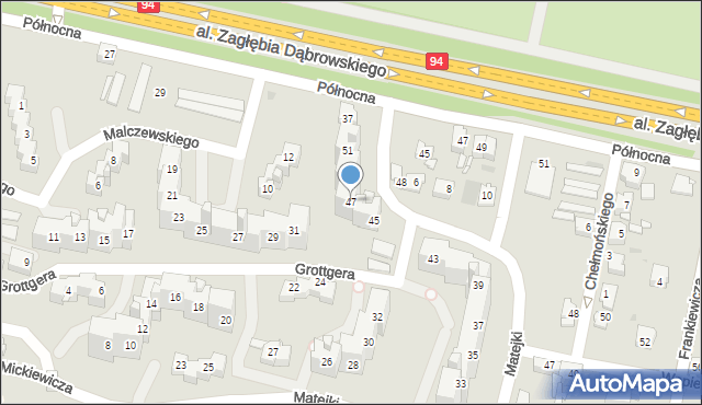 Sosnowiec, Matejki Jana, 47, mapa Sosnowca