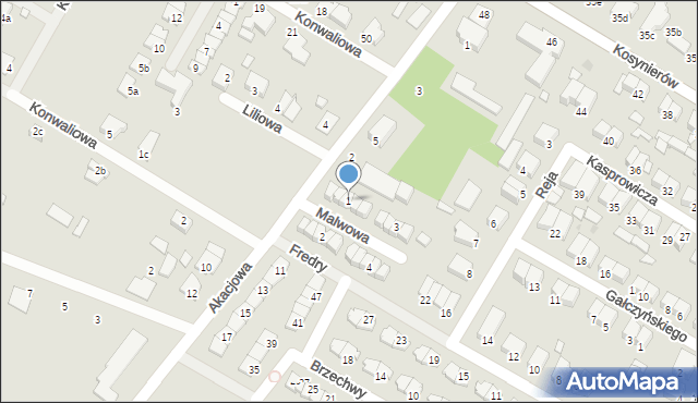 Środa Wielkopolska, Malwowa, 1, mapa Środa Wielkopolska