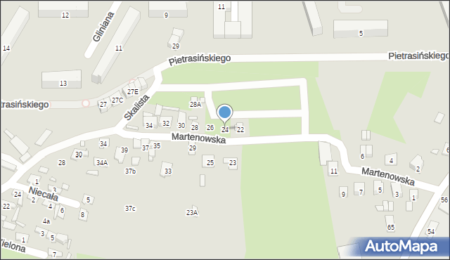 Starachowice, Martenowska, 24, mapa Starachowic