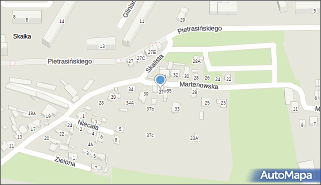 Starachowice, Martenowska, 37, mapa Starachowic