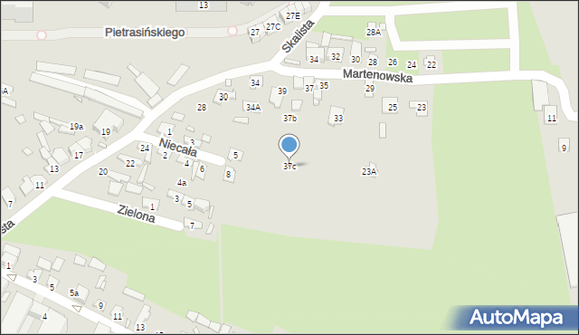 Starachowice, Martenowska, 37c, mapa Starachowic
