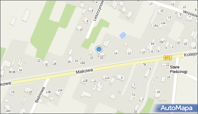 Stare Pieścirogi, Makowa, 18, mapa Stare Pieścirogi