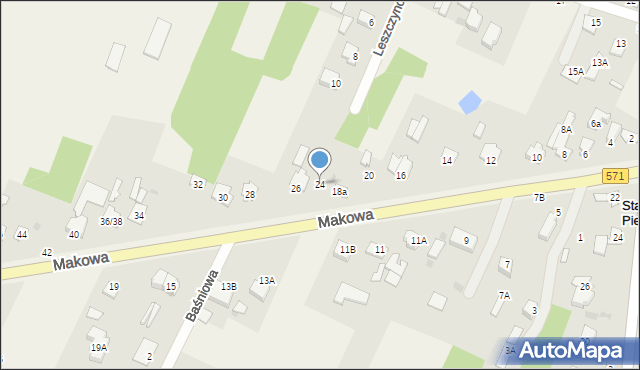Stare Pieścirogi, Makowa, 24, mapa Stare Pieścirogi
